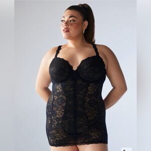 Savage X Fenty Floral Lace Slip Black Lace Women’s 4X Lingerie